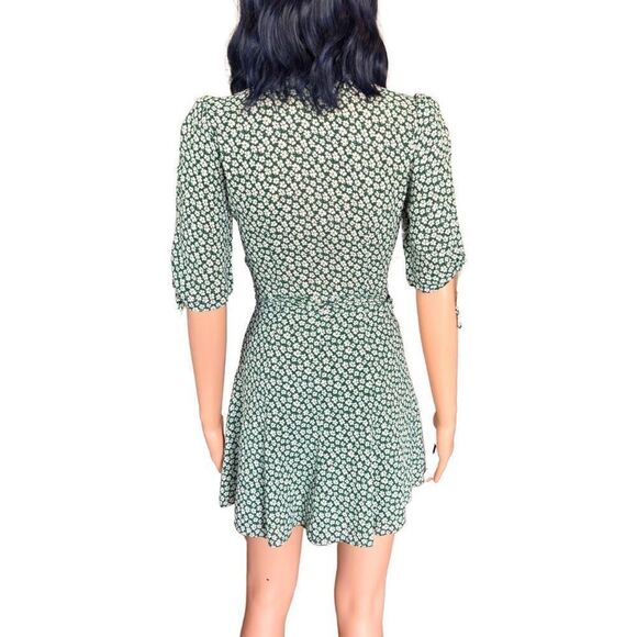 Reformation Venezuela Sammy Green Floral Wrap Mini Dress - Picture 5 of 6